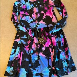 Pixie Lane Kids Tie-Dye Dress - Black, Pink, Blue